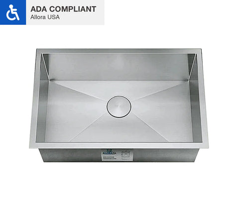 Allora USA - ADA-KH-2016 - 20" x 16" x 5" Handmade Undermount Single Bowl Stainless Steel Kitchen Sink