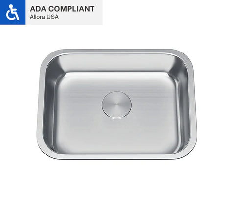 Allora USA - ADA-2718 - 27" x 18" x 5 1/2" Undermount Single Bowl 18 gauge Stainless Steel Kitchen Sink