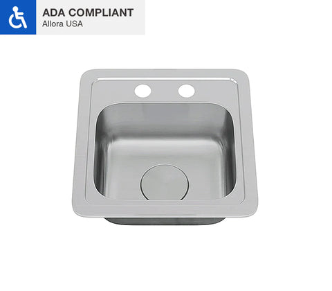 Allora USA - ADA-TOP-1515-S Top Mount Single Bowl Kitchen Sink