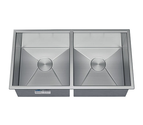 Allora USA - KH-3118-9-D-R0 Handmade Undermount Double Bowl Kitchen Sink