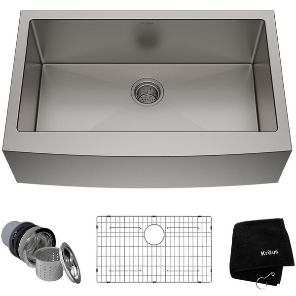 Standart PRO Farmhouse Apron-Front Stainless Steel 33 in. Single Bowl Kitchen Sink