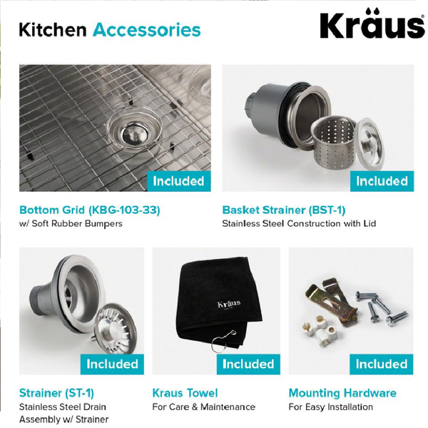 Kraus Premier Undermount 32-in x 19-in Stainless Steel Nickel