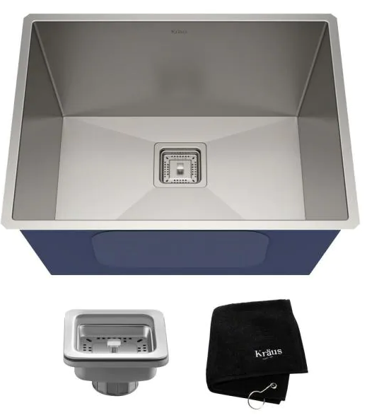KRAUS Pax Zero-Radius 24" x 18.5" x 12" 18 Gauge Undermount Single Bowl Stainless Steel Laundry Sink