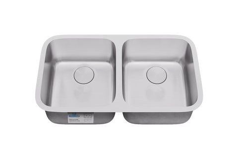 Allora USA - KSN-3318 - 33" x 18" x 9" Undermount 50/50 Double Bowl Stainless Steel Kitchen Sink - KralSu Sink and Faucet Supplies