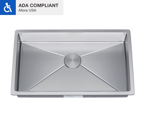 Allora USA - ADA-KH-3118-S-R20 Handmade Undermount Single Bowl Kitchen Sink