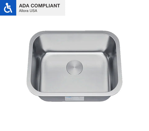 Allora USA - ADA-2318 - 23'' x 18" x 5 1/2" Undermount Single Bowl 18 gauge Stainless Steel Kitchen Sink