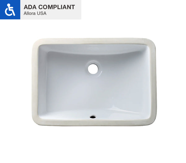 Allora USA - ADA-1116 - 16" x 11" x 5" Undermount Rectangular Bathroom Sink With Overflow - White