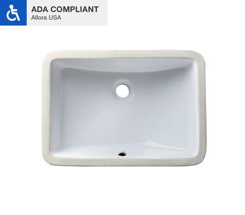 Allora USA - ADA-1116 - 16" x 11" x 5" Undermount Rectangular Bathroom Sink With Overflow - White