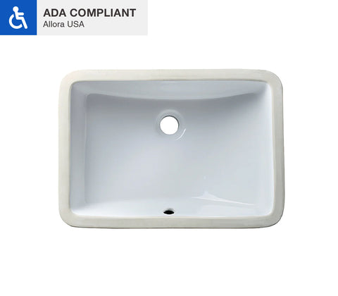 Allora USA - ADA-1318 - 18" x 13" x 5" Undermount Rectangular Bathroom Sink With Overflow - White