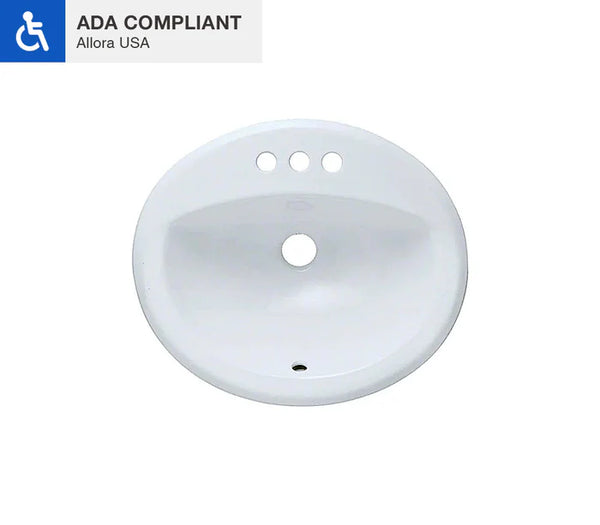 Allora USA -ADA-VCS-2017-O-T/S-20-1/2" x 17-1/2" ADA-Depth Oval Porcelain Top Mount Bathroom Sink in White