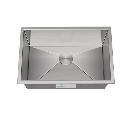 Allora USA - KH-2718-9-S-R20 Handmade Undermount Single Bowl Stainless Steel Kitchen Sink