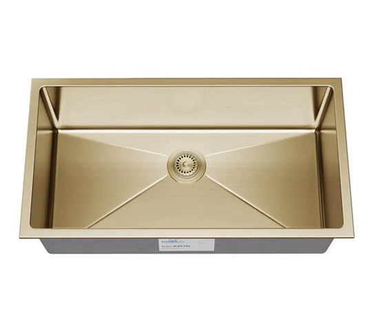 Allora USA - KH-3018-R15-GL - Gold 30" x 18" x 10" Undermount Bowl Tight Radius Large Bowl
