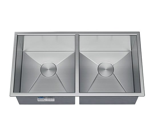 Allora USA - KH-3118-9-D-R0 Handmade Undermount Double Bowl Kitchen Sink