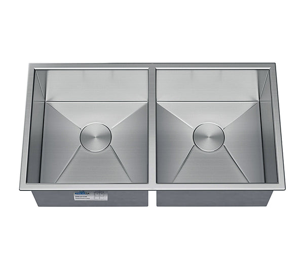 Allora USA - KH-3118-9-D-R0 Handmade Undermount Double Bowl Kitchen Sink