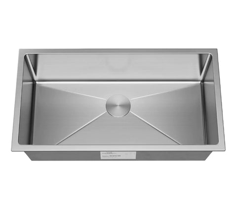 Allora USA - KH-3218-R15 - 32" x 18" x 10" Handmade Undermount Single Large Bowl Stainless Steel Kitchen Sink