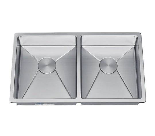 Allora USA - KH-3218-7-D-R15 - 32" x 18" x 7" Undermount Double Bowl Stainless Steel Kitchen Sink
