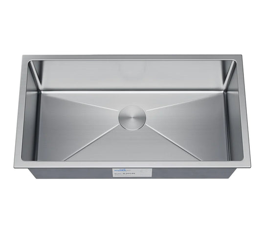 Allora USA - KH-3318-S-R15 - 33" x 18" x 10" Handmade Undermount Single Large Bowl Stainless Steel Kitchen Sink
