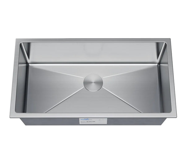 Allora USA - KH-3318-S-R15 - 33" x 18" x 10" Handmade Undermount Single Large Bowl Stainless Steel Kitchen Sink