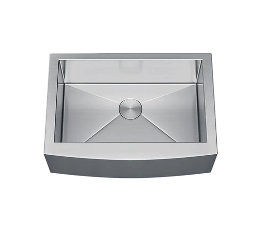 Allora USA - KH-3321F-R15 - 33" x 21" x 10" Farmhouse Undermount Single Large Bowl Stainless Steel Kitchen Sink