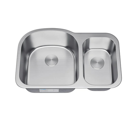 Allora USA - KSN-2131 - 31" x 21" x 9/7" Undermount 70/30 Double Bowl Stainless Steel Kitchen Sink