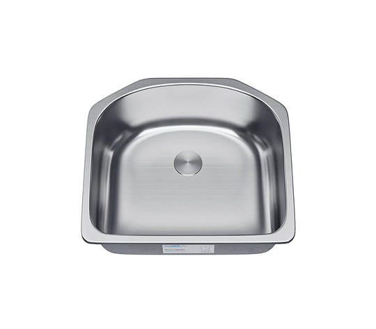 Allora USA - KSN-2321 - 23" x 21" x 9" Undermount "D" Shape Single Bowl Stainless Steel Kitchen Sink