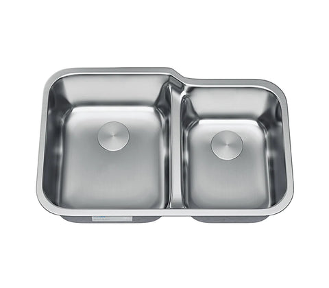 Allora USA - LD-3221 Kitchen Sink - 32" x 20 1/2" x 9/8" Undermount Low Divider Double Bowl 18 gauge Stainless Steel Kitchen Sink