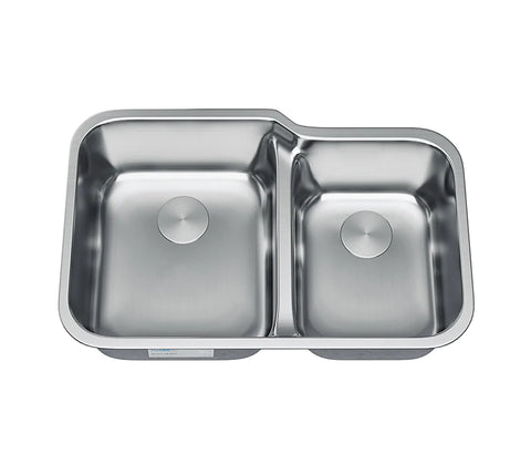 Allora USA - LD-3221 Kitchen Sink - 32" x 20 1/2" x 9/8" Undermount Low Divider Double Bowl 18 gauge Stainless Steel Kitchen Sink