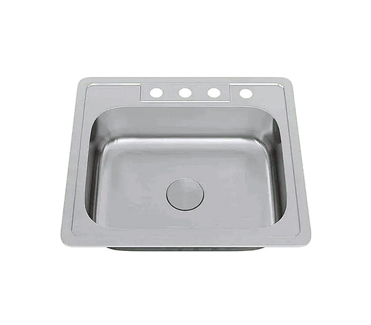 Allora USA - TOP-2522-8-S 22G Top Mount Single Bowl Kitchen Sink
