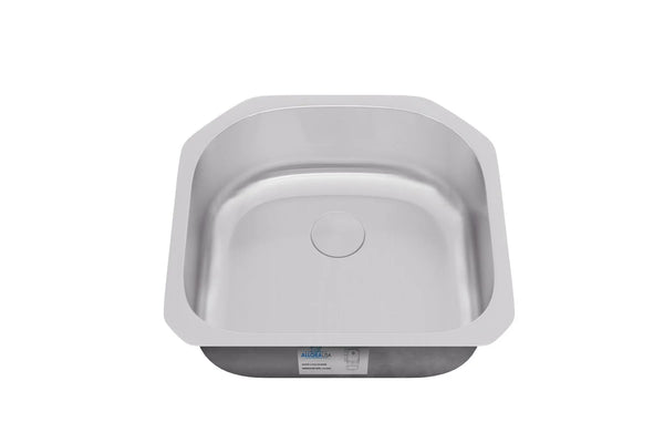 Allora USA KSN-2321- 7 Undermount "D" Shape Single Bowl Stainless Steel Kitchen Sink