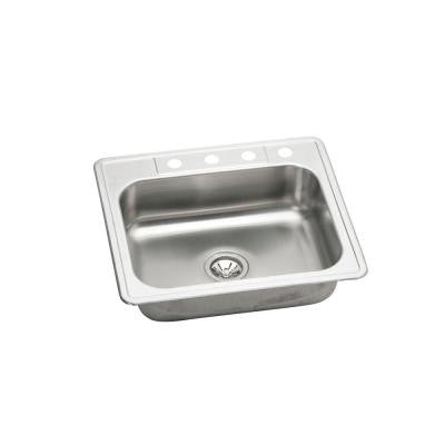 Elkay Neptune Drop-in Stainless Steel 25 in. 4-Hole Single Bowl Kitchen Sink - KralSu Sink and Faucet Supplies