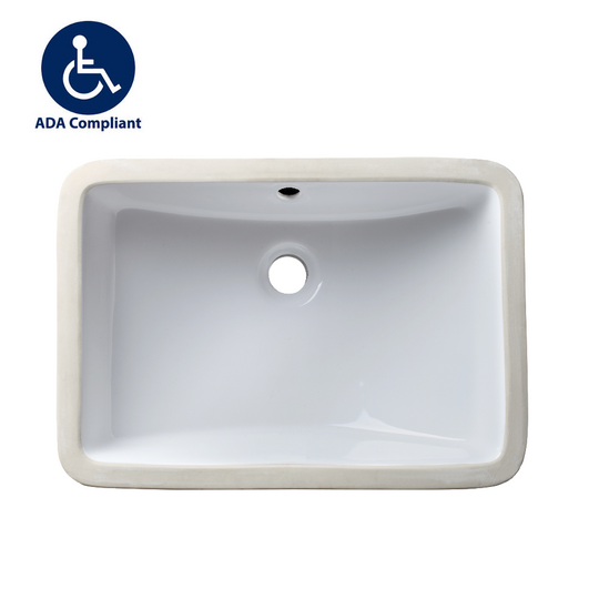 Allora USA - ADA-1218 - 18" x 12" x 5" Undermount Rectangular Bathroom Sink With Overflow - White