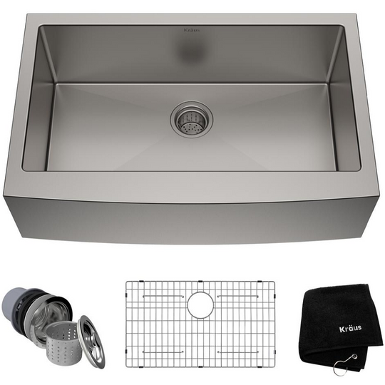 KRAUS Standart PRO Farmhouse Apron-Front Stainless Steel 33 in. Single Bowl Kitchen Sink