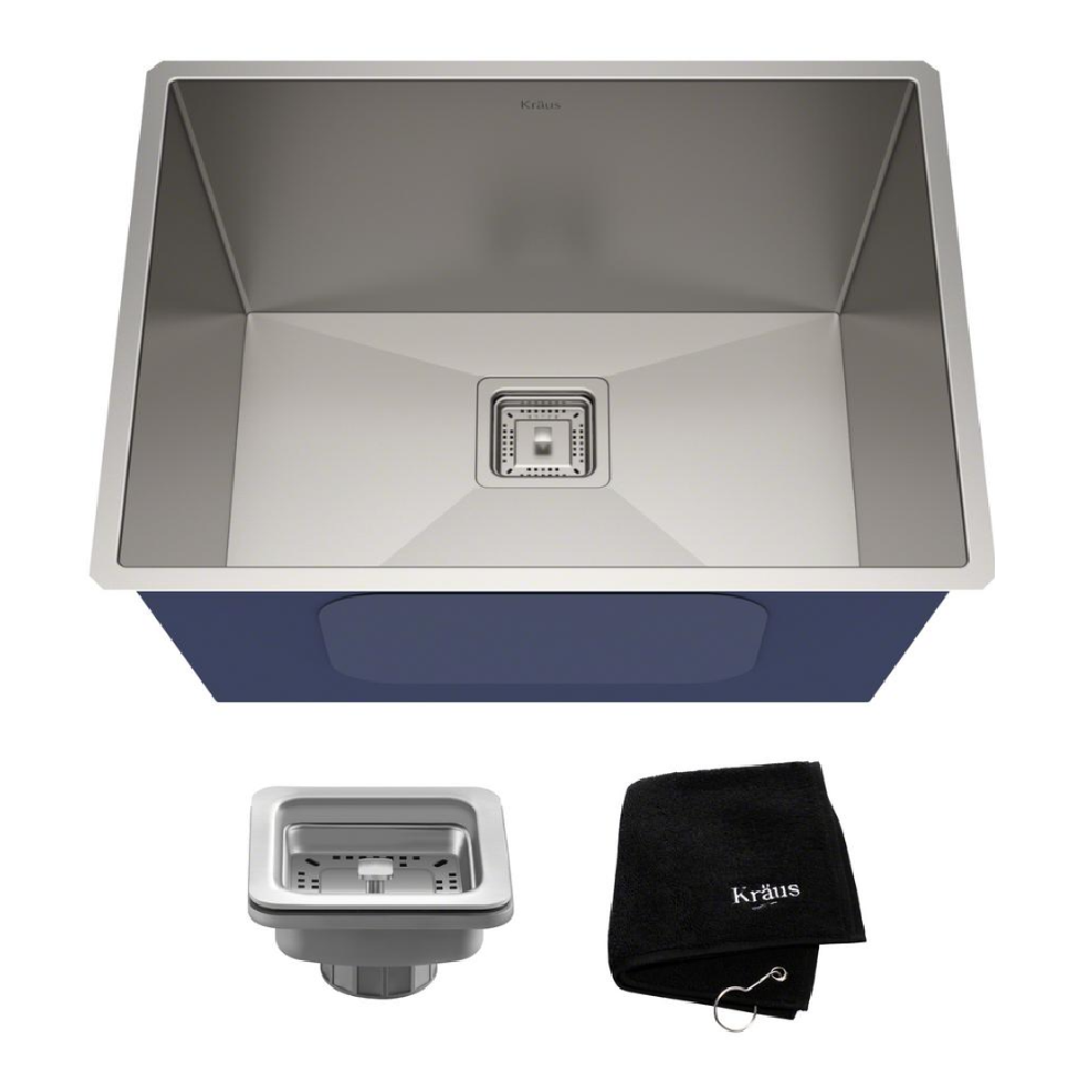 KRAUS Pax Zero-Radius 24in. 18 Gauge Undermount Single Bowl Stainless –  KralSu Sink and Faucet Supplies