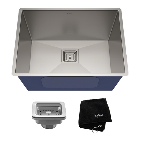 KRAUS Pax Zero-Radius 24in. 18 Gauge Undermount Single Bowl Stainless Steel Laundry and Utility Sink