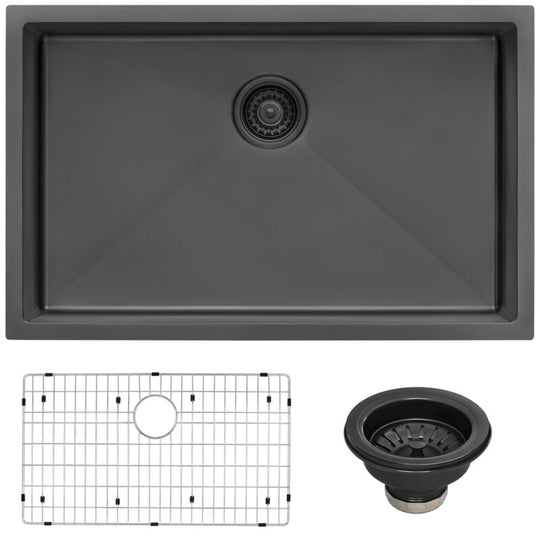 Ruvati 27-inch Undermount Gunmetal Black Stainless Steel Kitchen Sink 16 Gauge Single Bowl