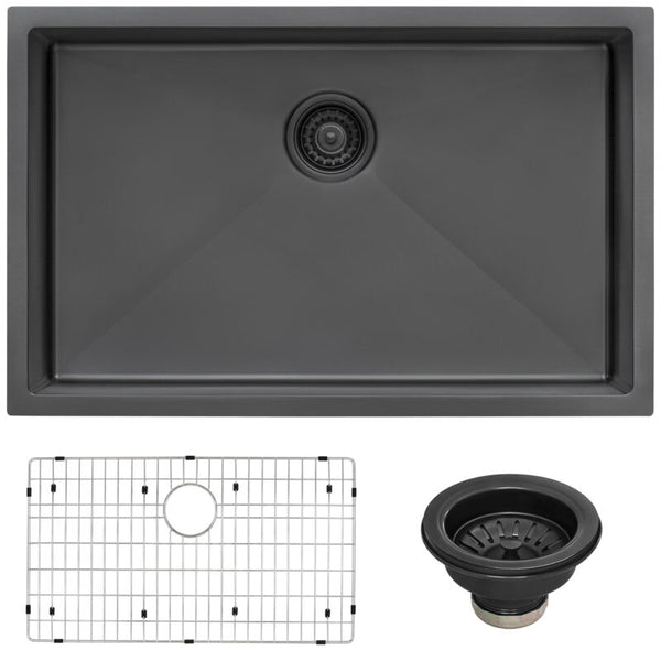 Ruvati 27-inch Undermount Gunmetal Black Stainless Steel Kitchen Sink 16 Gauge Single Bowl