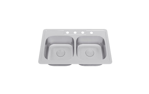 Allora USA - TOP-2914 - 33" x 19" x 8" Top Mount Double Bowl Kitchen Sink - KralSu Sink and Faucet Supplies