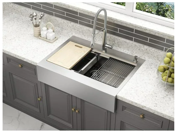 Handmade Farmhouse Stainless Steel 30 in. x 20 in. Single Bowl Kitchen Sink  with Drying Rack