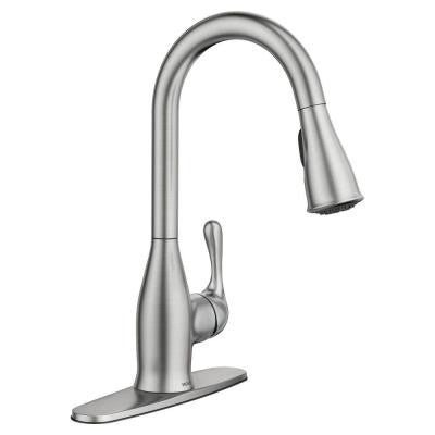 Moen Kaden Single-Handle Pull-Down Sprayer Kitchen Faucet with Reflex in Spot Resist Stainless - KralSu Sink and Faucet Supplies