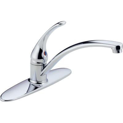 Delta Foundations Single-Handle Standard Kitchen Faucet in Chrome - KralSu Sink and Faucet Supplies