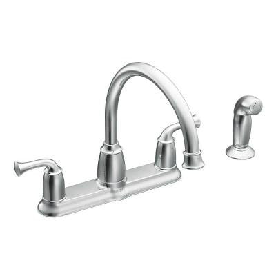 Moen Banbury 2-Handle Mid-Arc Standard Kitchen Faucet with Side Sprayer in Chrome - KralSu Sink and Faucet Supplies