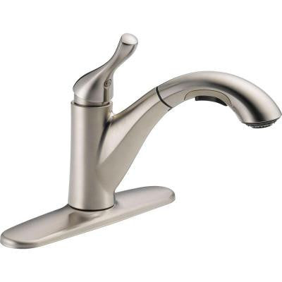 Delta Grant Single-Handle Pull-Out Sprayer Kitchen Faucet in Stainless - KralSu Sink and Faucet Supplies
