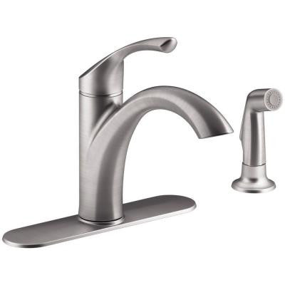 Kohler Mistos Single-Handle Standard Kitchen Faucet with Side Sprayer in Stainless Steel - KralSu Sink and Faucet Supplies