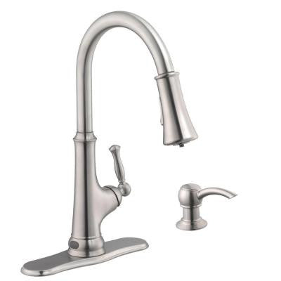 Glacier Bay Touchless Single-Handle Pull-Down Sprayer Kitchen Faucet with LED Light in Stainless Steel - KralSu Sink and Faucet Supplies