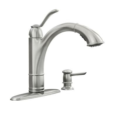 Moen Walden Single-Handle Pull-Out Sprayer Kitchen Faucet with Microban Protection in Spot Resist Stainless - KralSu Sink and Faucet Supplies