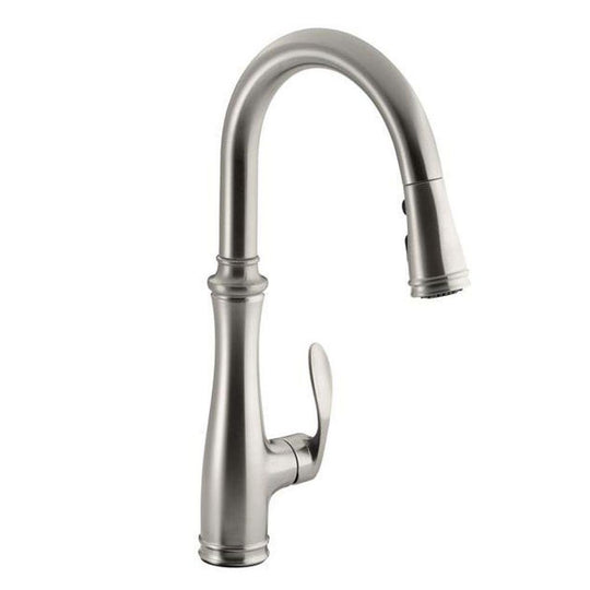 KOHLER Kitchen Bellera 1 or 3-Hole Single-Handle Pull-Down Sprayer Kitchen Faucet in Vibrant Stainless with DockNetik and Sweep Spray K-560-VS
