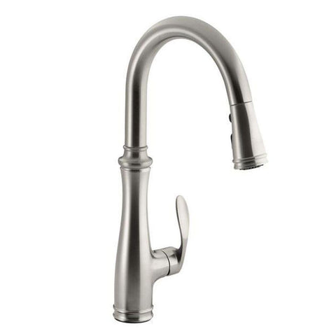KOHLER Kitchen Bellera 1 or 3-Hole Single-Handle Pull-Down Sprayer Kitchen Faucet in Vibrant Stainless with DockNetik and Sweep Spray K-560-VS - KralSu Sink and Faucet Supplies