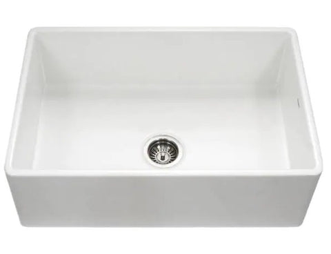 HOUZER Platus Series Farmhouse Apron Front Fireclay 33 in. Single Bowl Kitchen Sink in White