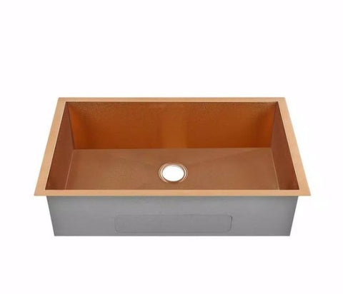 Allora USA - KH-2718-R15-RG - 27" x 18" x 10" Rose Gold Handmade Undermount Single Large Bowl Stainless Steel Kitchen Sink