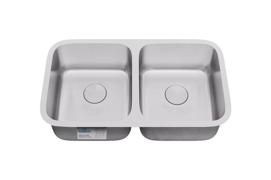 Allora USA - KSN-3118 - 31" x 18" x 9" Undermount 50/50 Double Bowl Stainless Steel Kitchen Sink